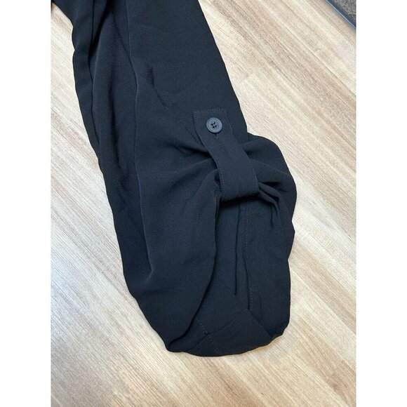 T Tahari Jacket Womens 2X Black Open Front Roll Tab Sleeve Side Laces Pockets - Picture 9 of 12